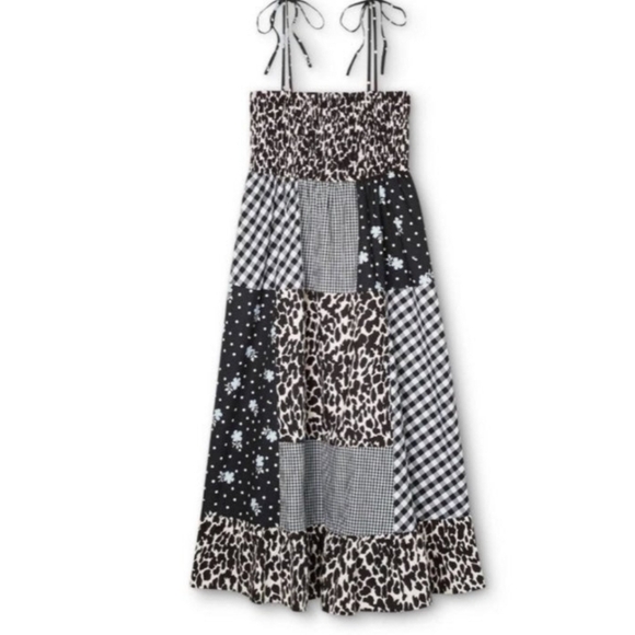Sandy Liang x Target Dress Black & White Animal Floral Plaid Patchwork XS - Picture 11 of 12